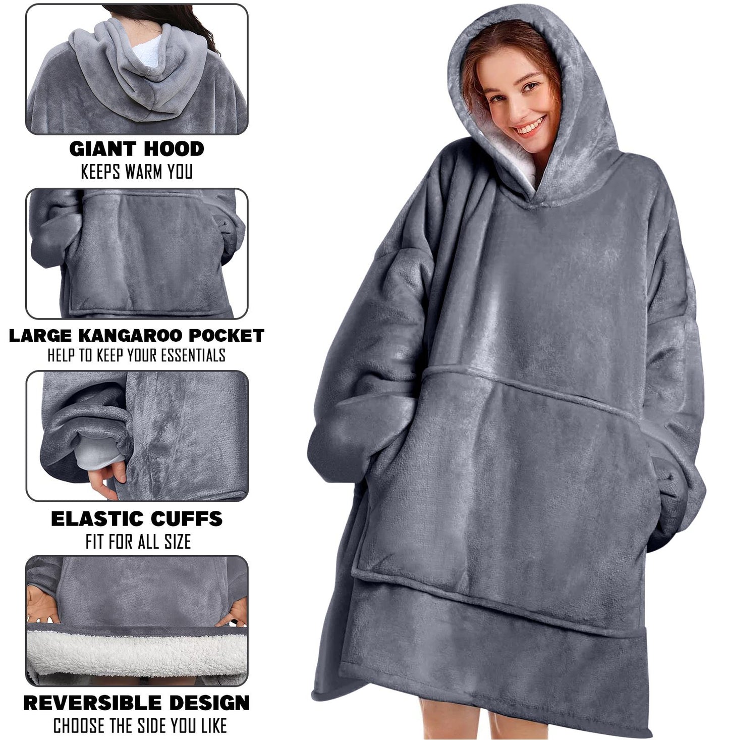 Capuche Surdimensionné Couverture Polaire XL