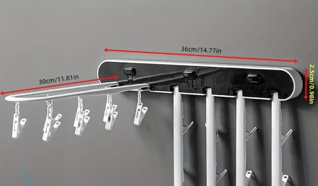 Étendoir à linge pour balcon avec plusieurs pinces à linge