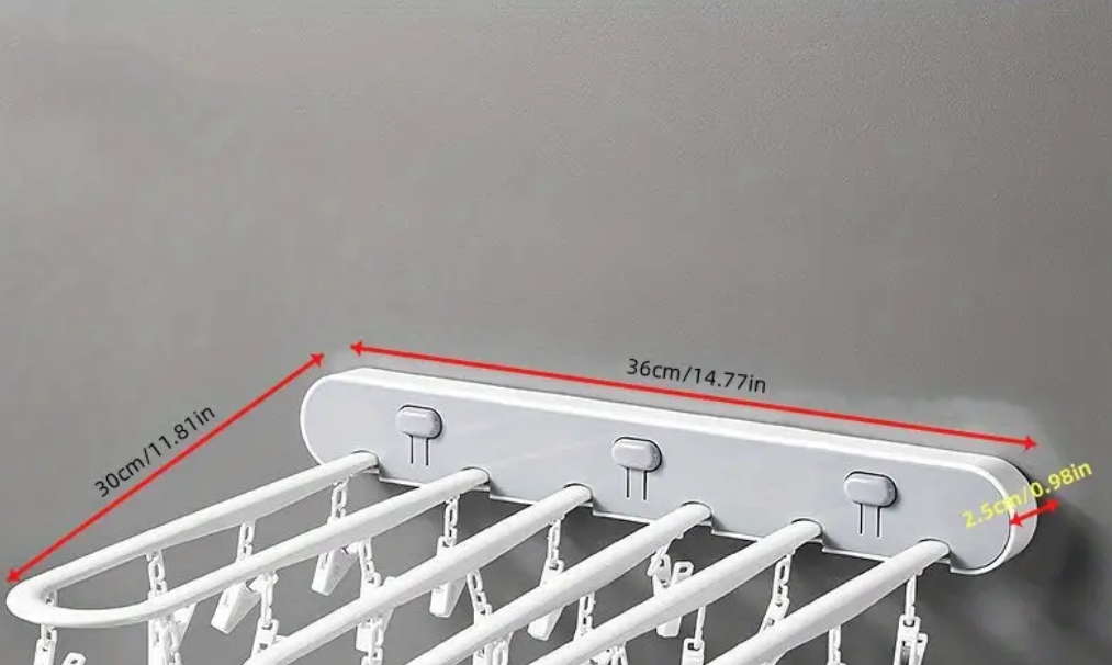 Étendoir à linge pour balcon avec plusieurs pinces à linge