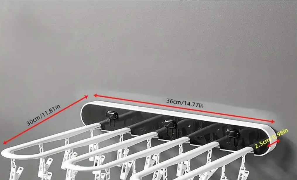 Étendoir à linge pour balcon avec plusieurs pinces à linge