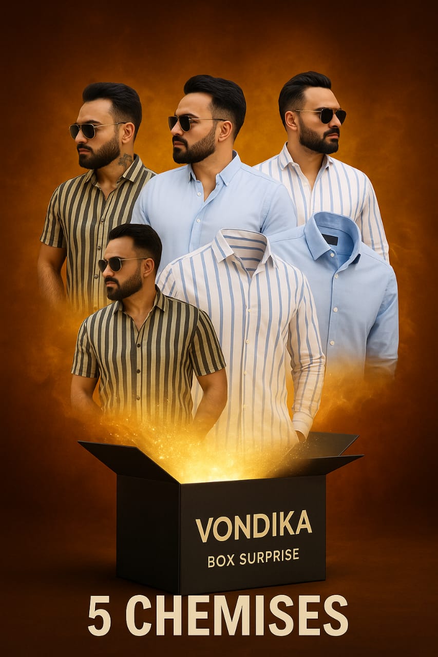 🎁 Boîte Surprise Vondika – 5 Chemises Uniques dans Une Seule Boîte ! 🎁
