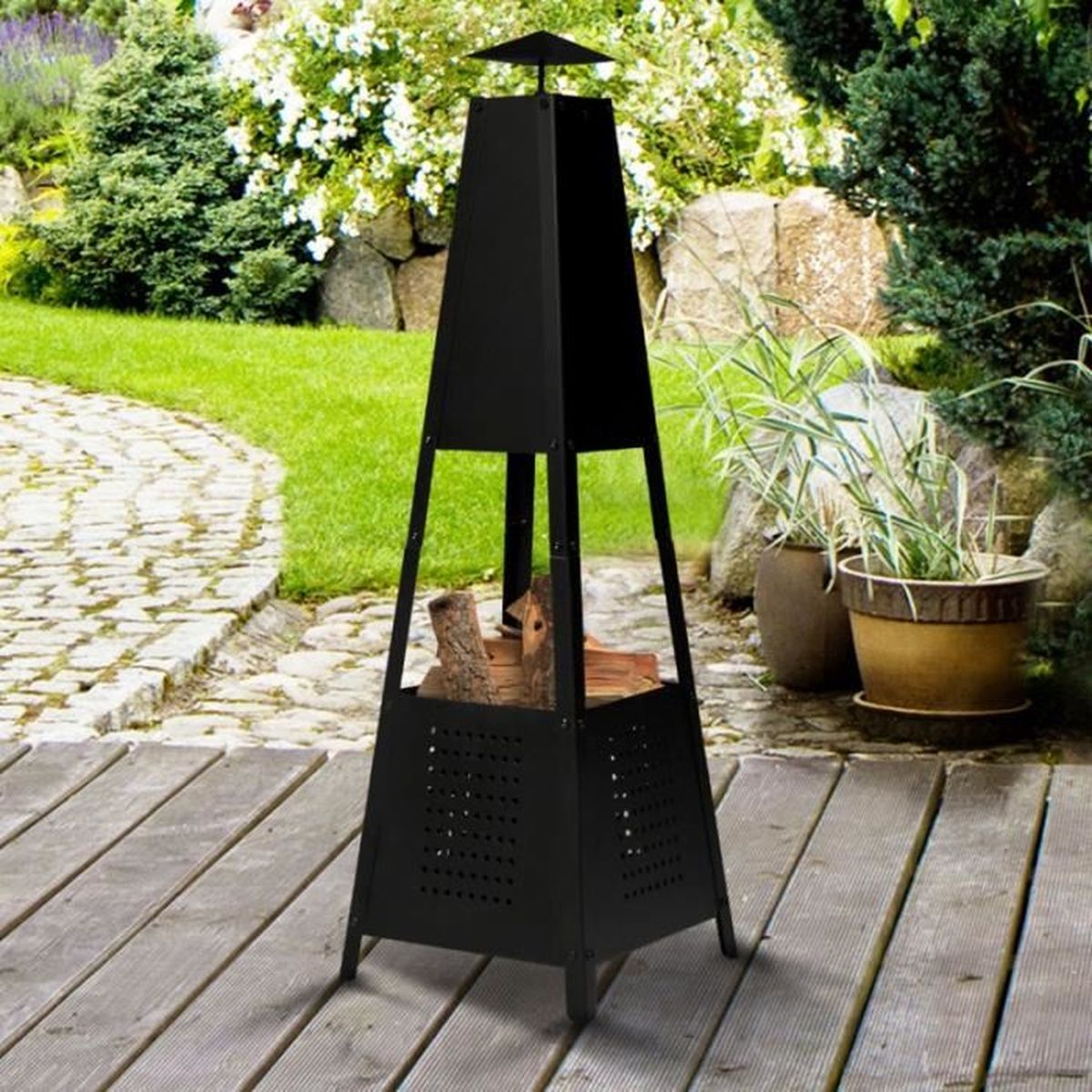 cheminee de jardin pyramide chauffante de lux