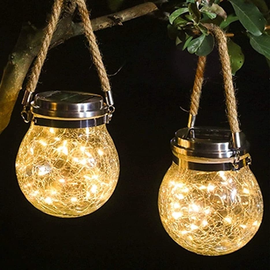 Lampe solaire led en forme de boule de verre