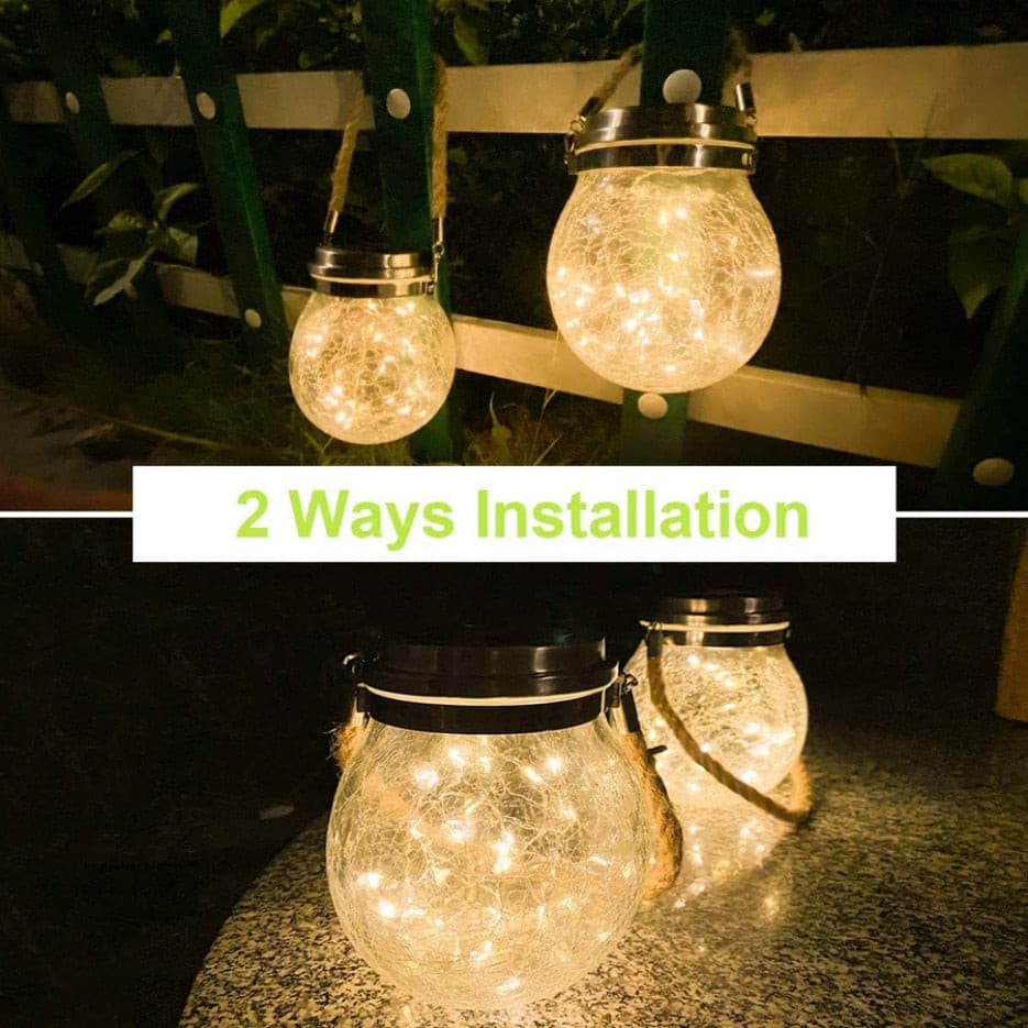 Lampe solaire led en forme de boule de verre