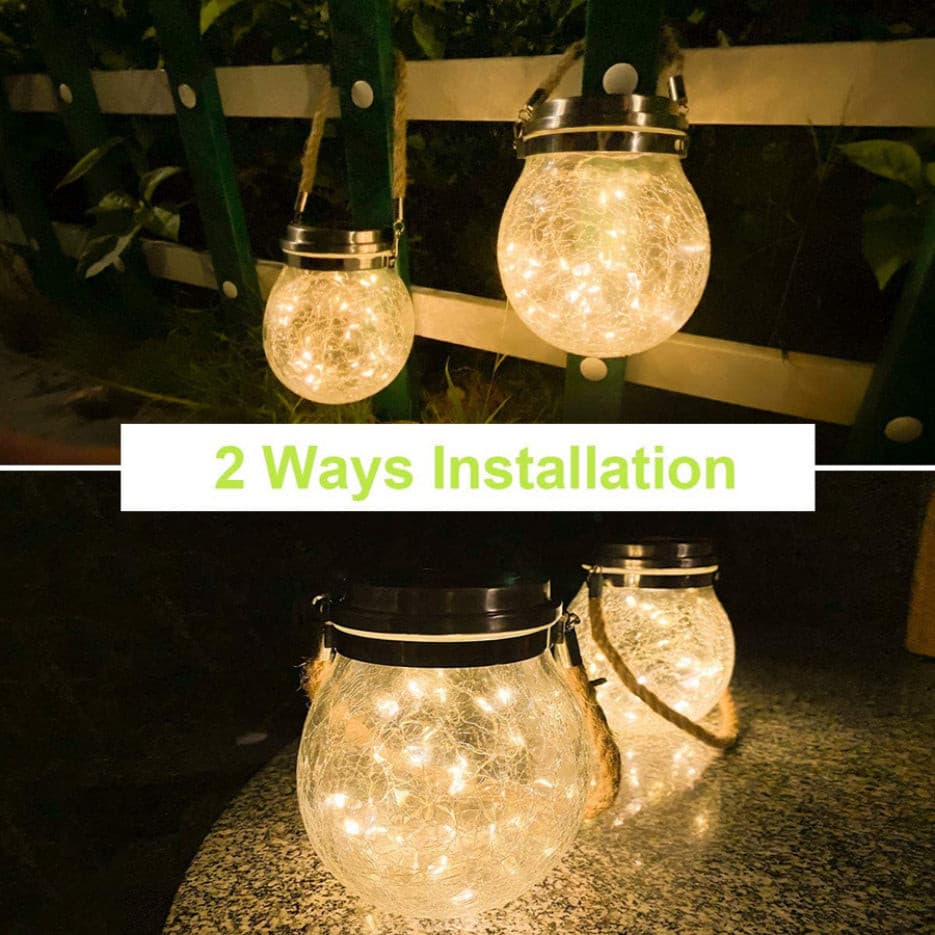 Lampe solaire led en forme de boule de verre