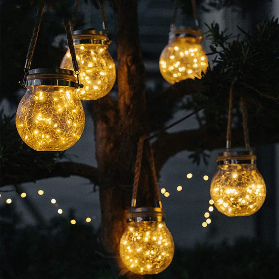 Lampe solaire led en forme de boule de verre