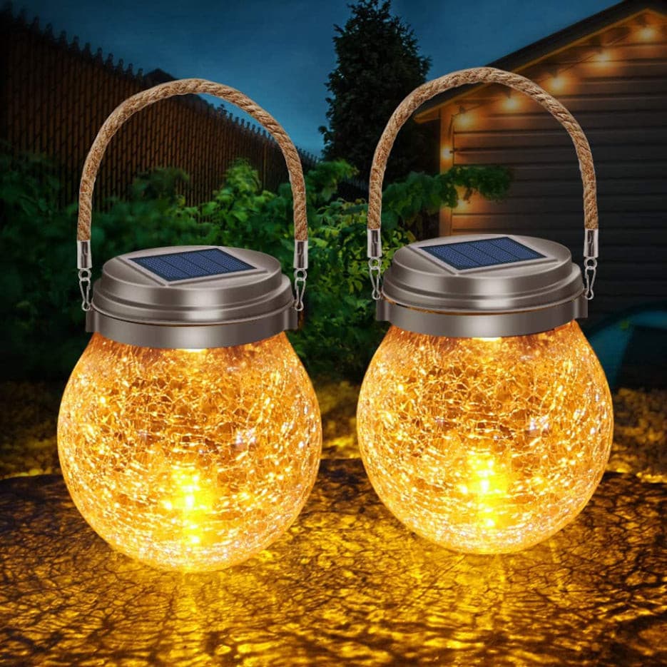 Lampe solaire led en forme de boule de verre