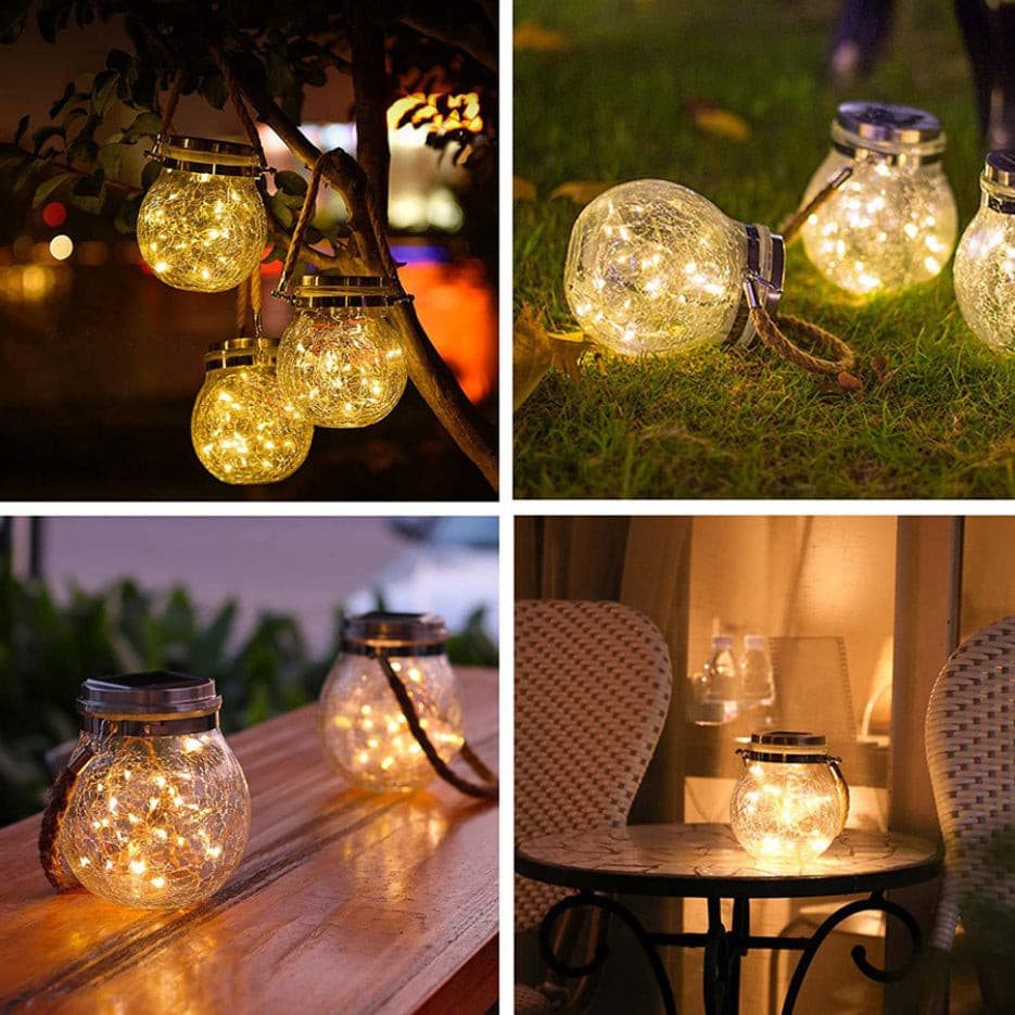Lampe solaire led en forme de boule de verre