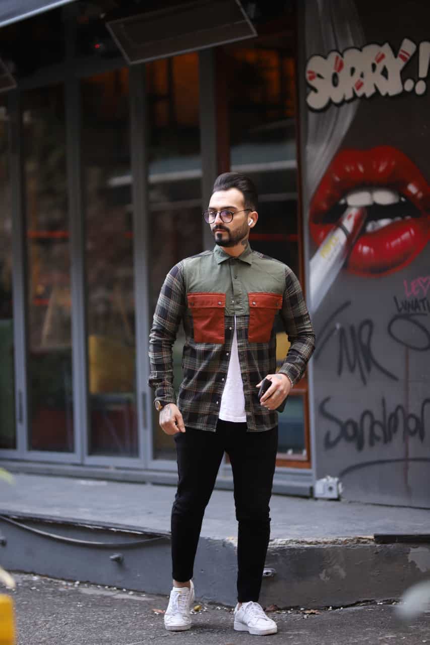 Chemise manches 2 poches avec boutons coton 100%