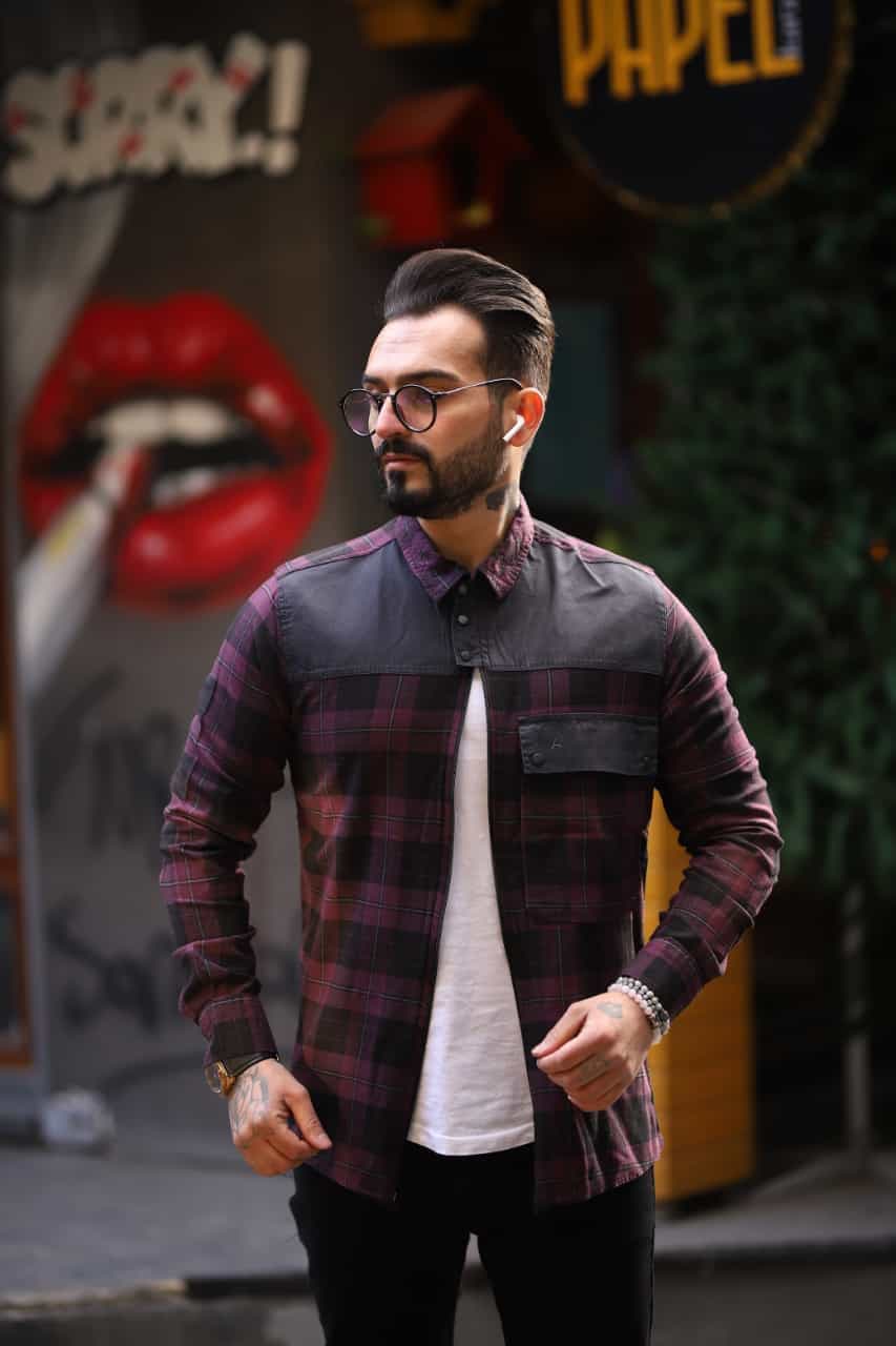 Chemise manches Une poche avec boutons et chaîne coton 100%