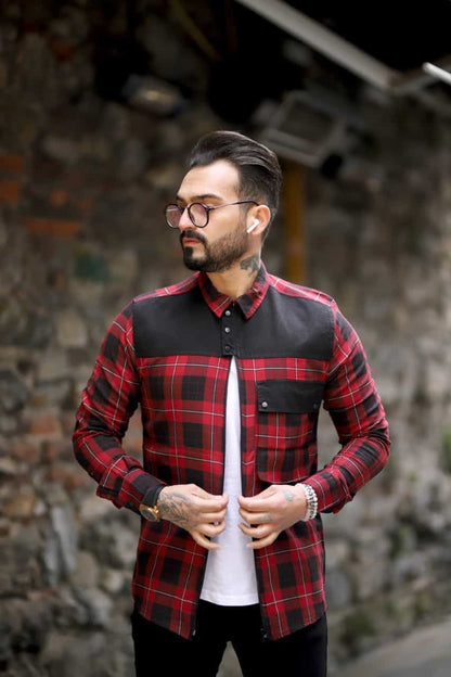 Chemise manches Une poche avec boutons et chaîne coton 100%