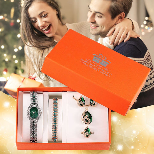 Ensemble de montres et boucles d'oreilles à Quartz pour femmes, marque de luxe, bijoux en cristal, cadeaux pour petite amie, noël